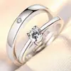 Anillo de pareja un par de anillos de moda simples de circón para hombre y mujer anillo de boca abierta anillo de diamante de simulación anillo de regalo de boda coreano