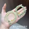 Pulsera auténtica de jade natural Hetian para mujer, pulsera Hetian de jade multicircular degradada, pulsera de múltiples piedras preciosas transparente como el hielo