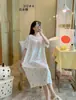 Nuevo Vestido de Manga Corta para Mujer, Estilo Europeo Vestido Pijama para Casa, Holgado Oversize, Estampado Floral, Primavera/Verano, Talla Única, Casual
