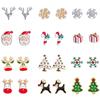 Set de aretes navideños para mujer, aretes de campana roja, árbol de Navidad, copos de nieve europeos y americanos, alce, muleta, cruz, nuevos accesorios transfronterizos