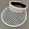 Sombrero de Paja de Verano Nuevo Estilo Sombrilla para el Sol Mujer Moda con Incrustaciones de Diamantes Patrón de Espiga Sombrero Protector Solar con Parte Superior Vacía Moda Sombrero de Sol para Exteriores