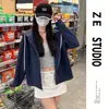 Abrigo de otoño, sudadera corta gris para mujer, nuevo modelo 2026, holgada, casual, adelgazante, con capucha, versátil para ir al trabajo