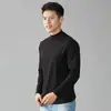 Camiseta de manga larga con cuello medio para hombre, cuello alto, ropa interior, top casual de otoño, camiseta para llevar debajo, ropa para hombre