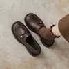Novos sapatos femininos de couro com sola grossa estilo britânico 2026 outono Mary Jane francês JK sapatos únicos mocassins pretos