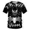Nueva camiseta de verano con estampado 3D de Spider-Man y veneno para hombre, cuello redondo, holgada, de manga corta y a la moda.