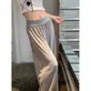 Pantalones casuales de pierna ancha de seda de hielo gris estilo coreano para mujer, estilo fino de verano, nuevo modelo 2026, de cintura alta, adelgazantes, pantalones de yoga rectos casuales