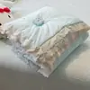 Estilo Nuevo de Verano Gasa Arrugada Colcha de Verano Estilo Ins Habitación Dormitorio Colcha Delgada Colcha de Aire Acondicionado Cubre Cama Colcha de Verano Juego de Cuatro Piezas