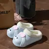 Pantufas de Algodão Fofas de Coelho para Crianças Meninas 2026 Outono/Inverno Novo Estilo Indoor Com Pelúcia Quente Abraçando o Pé Cobertura de Calcanhar Sapatos de Algodão