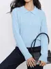 BW Pedido Suéter de Punto Trenzado Estilo Coreano Cuello Polo para Mujer 2026 Otoño Nuevo Sentido del Diseño Nicho Manga Larga
