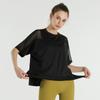 Blusa de Running Holgada Cubre Caderas de Secado Rápido Europea y Americana Camiseta Costuras de Malla Ropa Deportiva de Manga Corta para Fitness Yoga para Mujer Verano