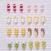 Paleta de Fruta de Verano Fresa Dibujos Animados Accesorios para Uñas Resina Piezas Pequeñas Pendientes DIY Pinzas para el Cabello Accesorios de Decoración para Uñas