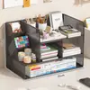 Organizador de Arquivos de Metal para Mesa Caixa de Armazenamento de Mesa Multicamadas Suporte para Livros Material de Escritório Estante de Armazenamento