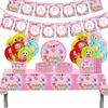 Nova festa de aniversário de banho de bebê flor de um ano de idade toalha de mesa de plástico descartável pe suprimentos para festa de aniversário de bebê