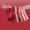 Ropa Interior Roja Nueva para Niñas Algodón Puro 10A Antibacteriana Entrepierna Extendida Año Zodiacal de Chica Dulce Calzones para Mujer