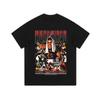 Camiseta de manga larga con estampado de hip hop para hombre, estilo retro europeo y americano, con personajes de boxeo antiguos, lavada, corta y extragrande