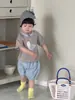 Camisetas de Manga Corta de Verano para Niños, Shorts a Cuadros, Ropa Delgada Estilo Coreano para Niños, Ropa de Bebé, Trajes de Verano para Niños