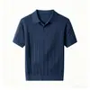 Polo Masculino de Manga Curta em Tricô Trançado Estilo Old Money Italiano Camiseta Tricotada Casual Versátil de Verão Cavalheiro de Negócios Transfronteiriço