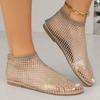 Zapatos planos estilo coreano para que las personas pequeñas parezcan más altas, zapatos planos de punta redonda 2024 nuevo estilo de celebridad de internet, sandalias femeninas de suela blanda que no cansan los pies