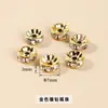 Jingdian Jewelry Aleación de Plata y Zinc del Tíbet Cuentas Redondas con Diamantes, Cuentas Separadoras, Cuentas de Ábaco, Accesorios para Pulseras DIY, Cuentas Sueltas al por Mayor