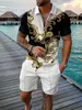 Traje de Verano Nuevo para Hombre Europeo y Americano Transfronterizo 2025 Moda Casual Color de Contraste Polo Cremallera Solapa Manga Corta