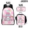 Bolsa de Ombro Meridian Sanrio Periférica Estampada 3D Bolsa de Almoço Estojo Três Peças Mochila Escolar para Homens e Mulheres Estudantes