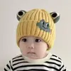 Touca de Bebê Outono Inverno Estilo Coreano Sapo Fofo Gorro de Tricô Unissex Bebê Quente Lã Protetor de Orelha para Recém-nascido