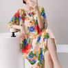Pijama Floral Chino Nuevo Manga Larga Algodón Seda Camisón para Mujer Primavera y Verano Suelto Estilo Chino Algodón Seda Verano Talla Grande Ropa para el Hogar
