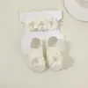 Set de Diadema Fina y Calcetines Europeos y Americanos para Niños, Calcetines Florales Antideslizantes para Bebé, Diadema y Gorro para Protección de la Fontanela de Bebés