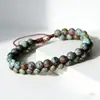 Pulsera tejida de piedra africana nueva transfronteriza, pulsera de cuentas de piedra natural versátil de estilo étnico retro de nicho