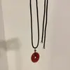 Colar Artesanal Estilo Chinês de Couro e Pedra Natural Corrente para Suéter de Luxo Leve Feminino