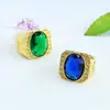 Anillo de Cristal para Hombre Estilo Británico Retro Ai Yu Anillo Imitación Esmeralda Zafiro Venta al por Mayor S5103112