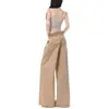 Diseño de cintura de cuadros estilo americano, pantalones casuales de pierna ancha para mujer, nueva colección primavera/otoño, corte holgado, versátiles y con una silueta fluida de pierna recta.
