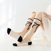 Calcetines de verano para niñas, de seda de vidrio, finos, con lazo blanco y negro, transpirables, al por mayor