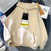 Moletom com Capuz de Algodão Casual com Estampa Divertida de Gato Preto para Homem/Mulher