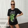 Bai Fen Zhi Yi Comércio Exterior Transfronteiriço Estilo Verão Novo Tops Largos Europeus e Americanos com Estampas Estilo Chinês, Camiseta Preta de Manga Curta