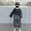Conjunto de Sudadera para Niños 2026 Nuevo Primavera y Otoño Rayas Patchwork Infantil Moderno Fresco Estilo Urbano Moda Coreana Ropa