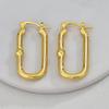 E0682 Moda Francesa Simple Combinable Aretes de Anillo Asimétrico para Mujer Cobre Chapado en Oro Paisaje Frío Cara Hebilla para Oreja