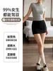 Mini saia esportiva sexy estilo americano plus size para mulheres, verão 2026 novo, meia-saia preta, saia bodycon para yoga