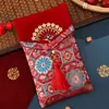 Tela de Brocado de Lujo para Boda, Sobre Rojo con Carácter de Bendición, Bolsa de Sobre Rojo para Ceremonia de Té de Boda, Paquete Rojo de Tela de Tamaño Grande