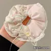 Elástico de cabelo com laço de renda francesa, scrunchie oversized, estilo casual, acessório de cabelo para coque elegante, faixa de cabelo, elástico de cabelo grande para mulheres