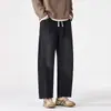 Jeans rectos para hombre, lavados, estilo urbano, versátiles, con cintura elástica, nueva colección otoño 2026, largo cropped