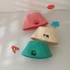 Sombrero infantil estilo Corea del Sur primavera nuevo lindo pegatinas de dibujos animados sombrero tipo cubeta de copa plana sombrero de pescador para bebé a prueba de sol para viaje