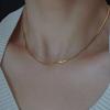 Collar de Cadena Superfina de Hueso de Serpiente en Forma de S de Acero de Titanio Europeo y Americano Chapado en Oro de 18K para Mujer, Cadena para Clavícula Moderna Simple Estilo Básico