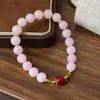 Estilo Popular, Diseño de Nicho Fresco y Dulce, Pulsera de Piedra Natural Rosa, Polvo de Durazno, Joyería Artesanal de Alta Gama para Mujeres