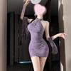 Roupa íntima sexy roxa pura desejo novo cheongsam chinês uniforme sem decolagem roupa de celebrante da internet roupas femininas para casa