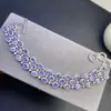 Pulsera Nueva de Otoño 2024 de Plata S925 Chapada en Platino con Tanzanita Natural Piedra Principal 3X4Mm Venta Directa de Fábrica