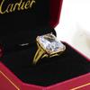 Anillo francés retro rojo blanco circón grande venta caliente transfronteriza acero inoxidable europeo y americano exagerado compromiso lujo ligero anillo femenino