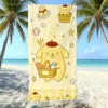 Toalha de Praia com Estampa de Desenho Sanrio Pudding Dog, Absorvente de Água, Secagem Rápida, Microfibra Ultrafina, Toalha de Banho para Férias, Direto da Fábrica