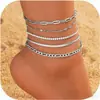 Conjunto de tres piezas de cadena de serpiente plana retorcida de estilo bohemio transfronterizo europeo y americano para mujer, traje playero multicapa de verano