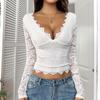 Di Yun Comércio Exterior Primavera/Verão 2026 Europeu e Americano Comércio Exterior Y2K Sexy Decote em V Profundo Vazado Doce e Picante Estilo Renda Blusa de Tricô Top Roupa Feminina